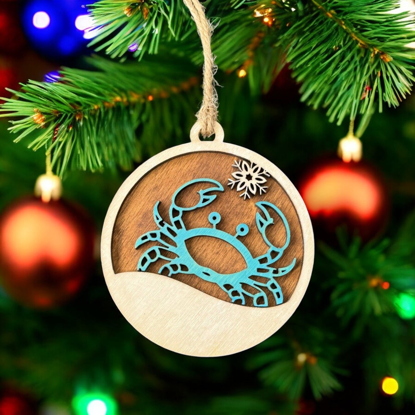Blue Crab Snowflake Christmas Ornament