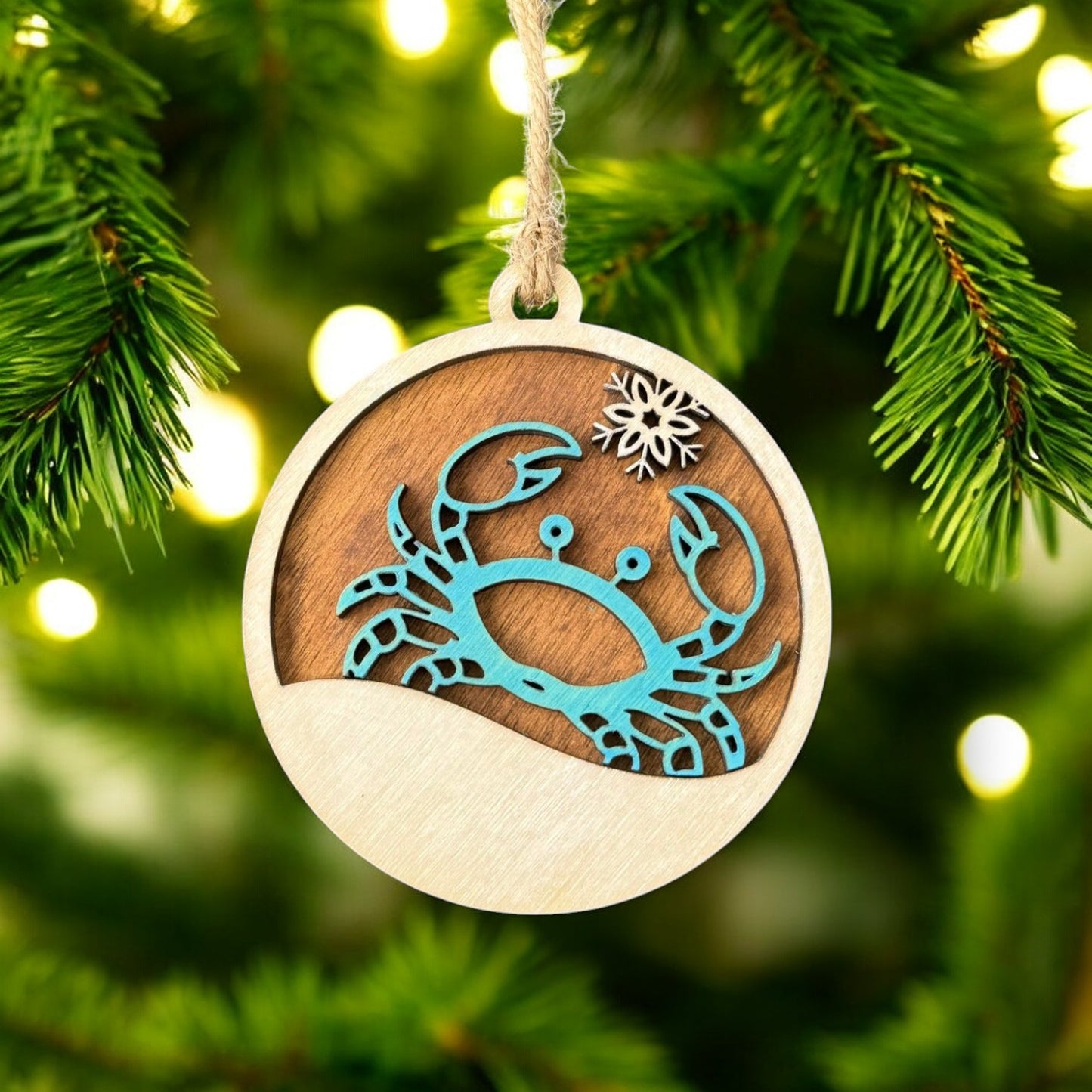 Blue Crab Snowflake Christmas Ornament
