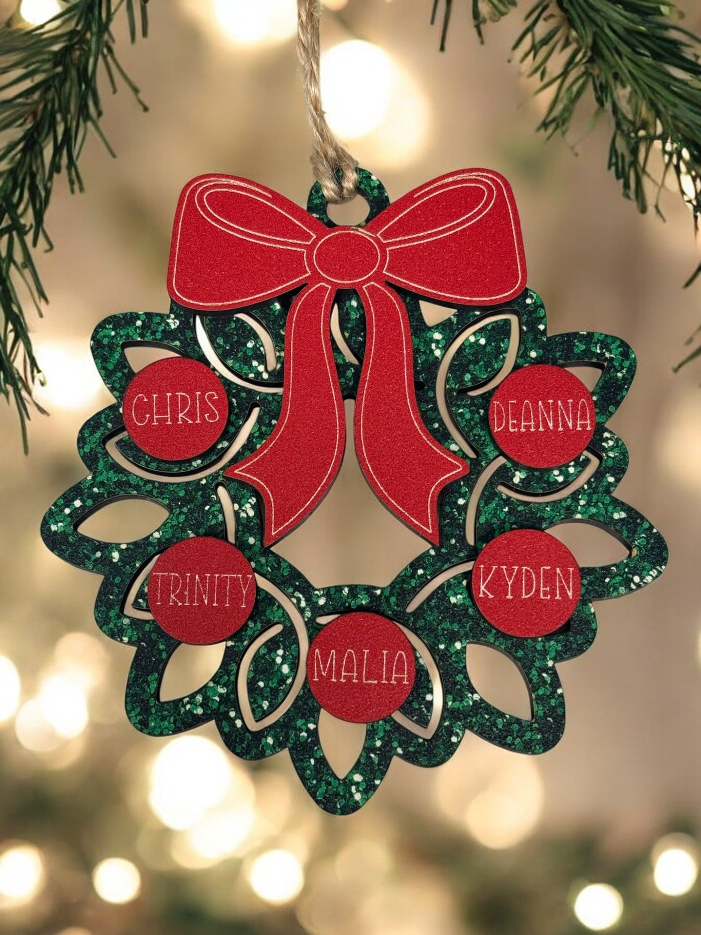 Family Wreath Ornament - Customizable