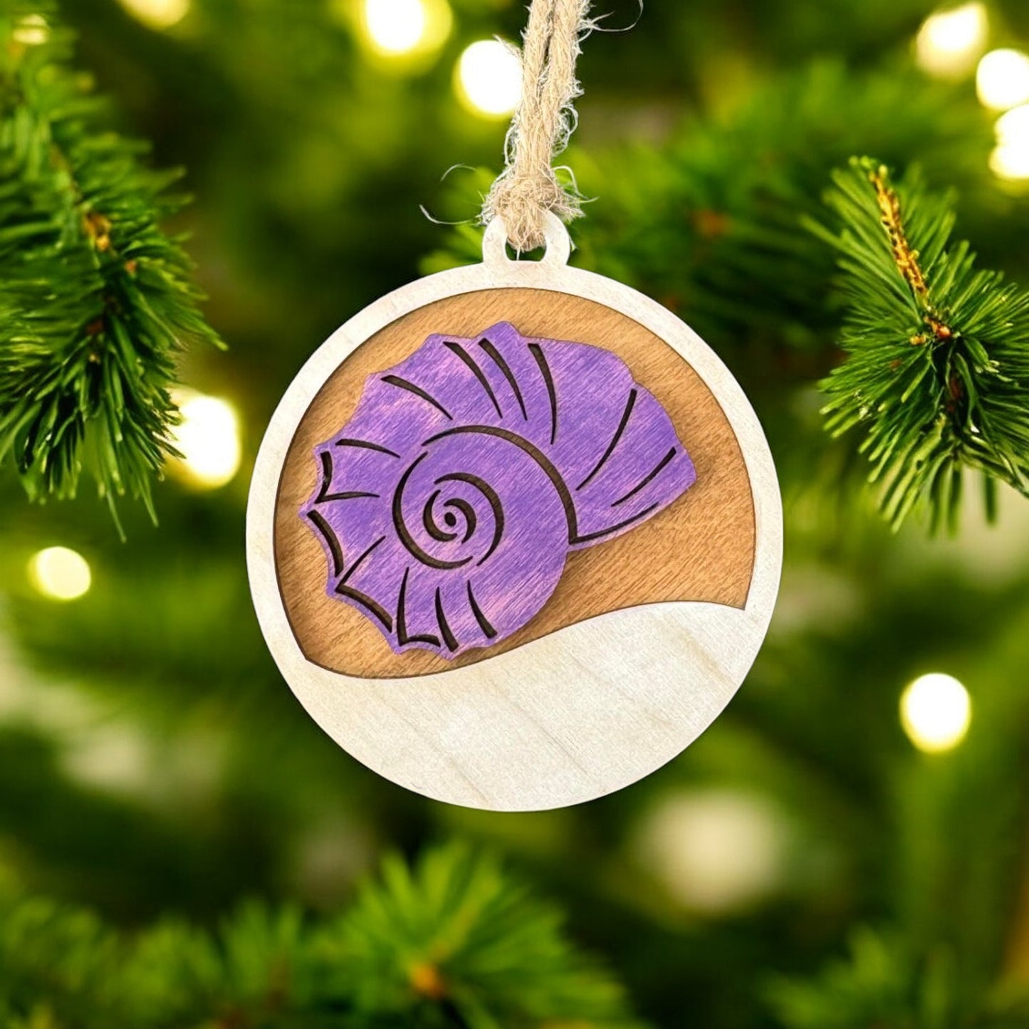 Purple Shell Christmas Ornament