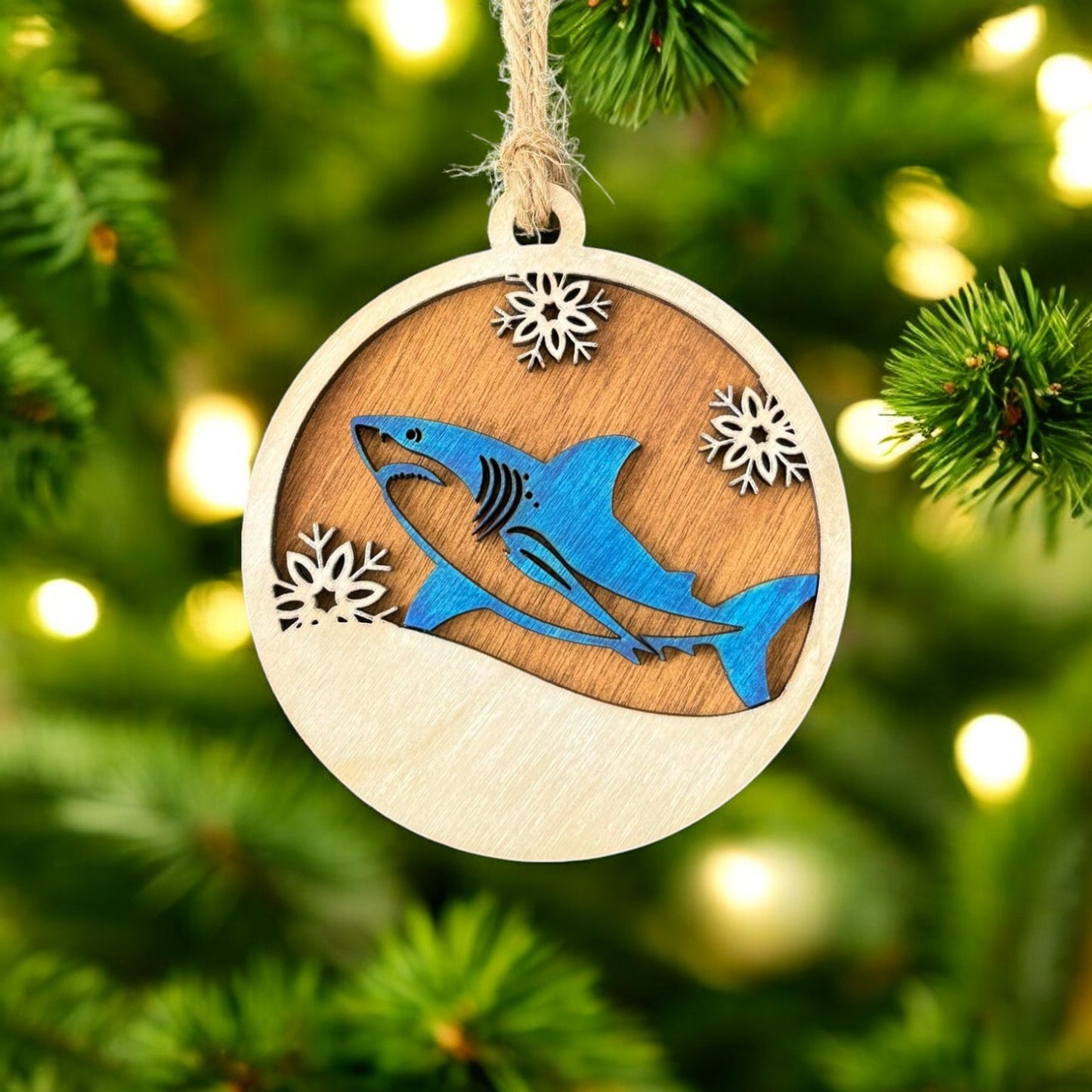 Shark Snowflake Christmas Ornament