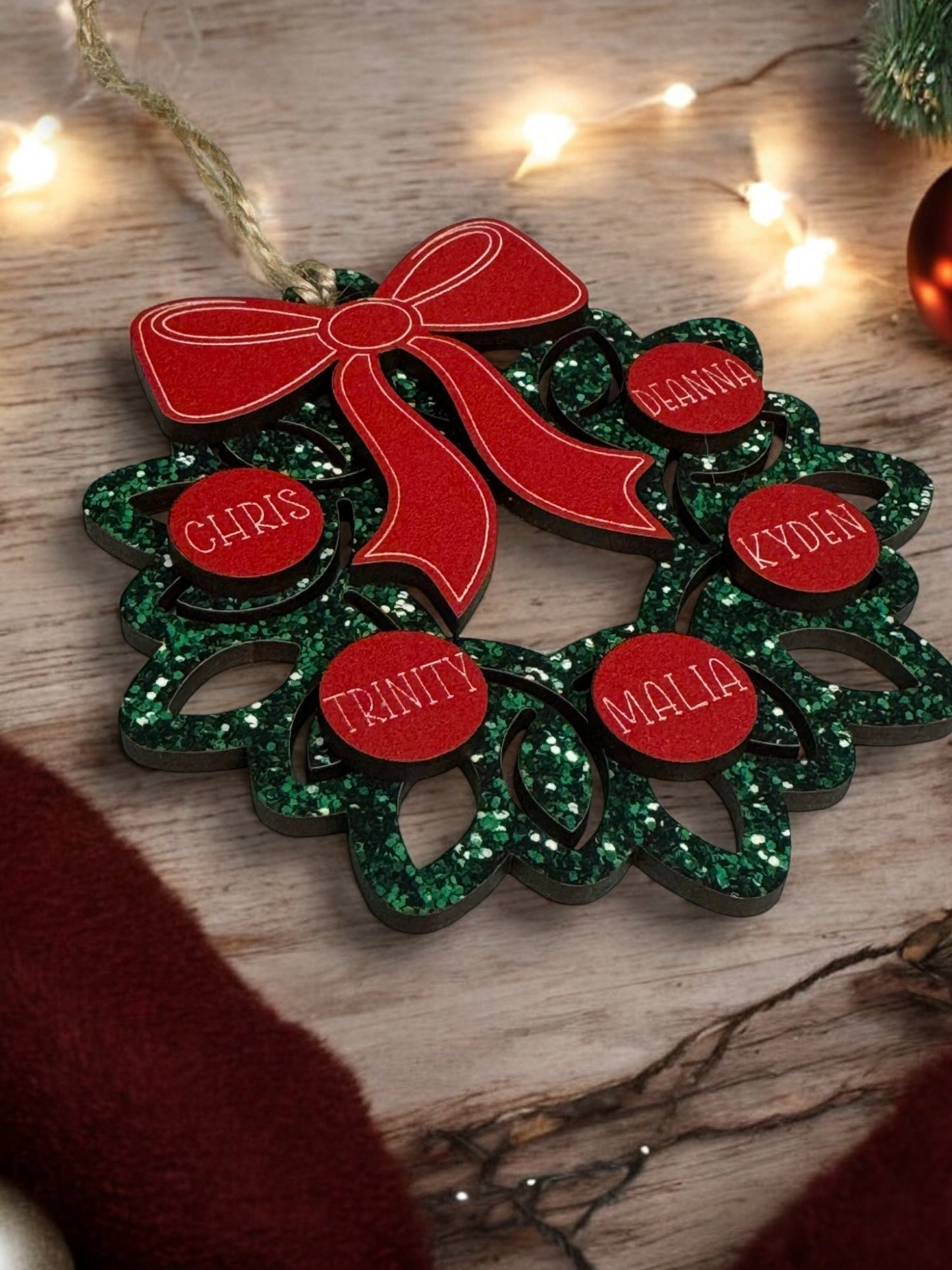 Family Wreath Ornament - Customizable