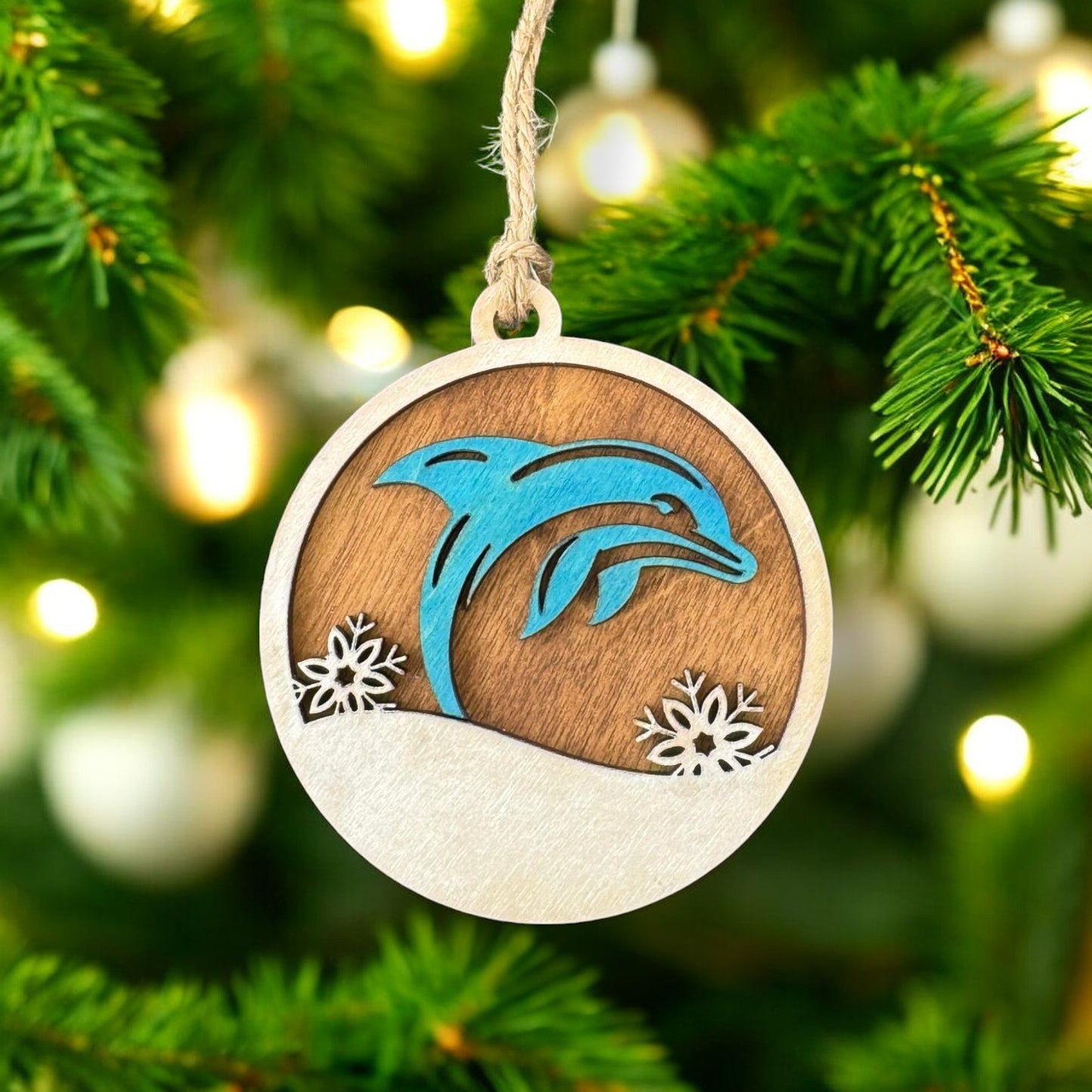 Dolphin Snowflake Christmas Ornament