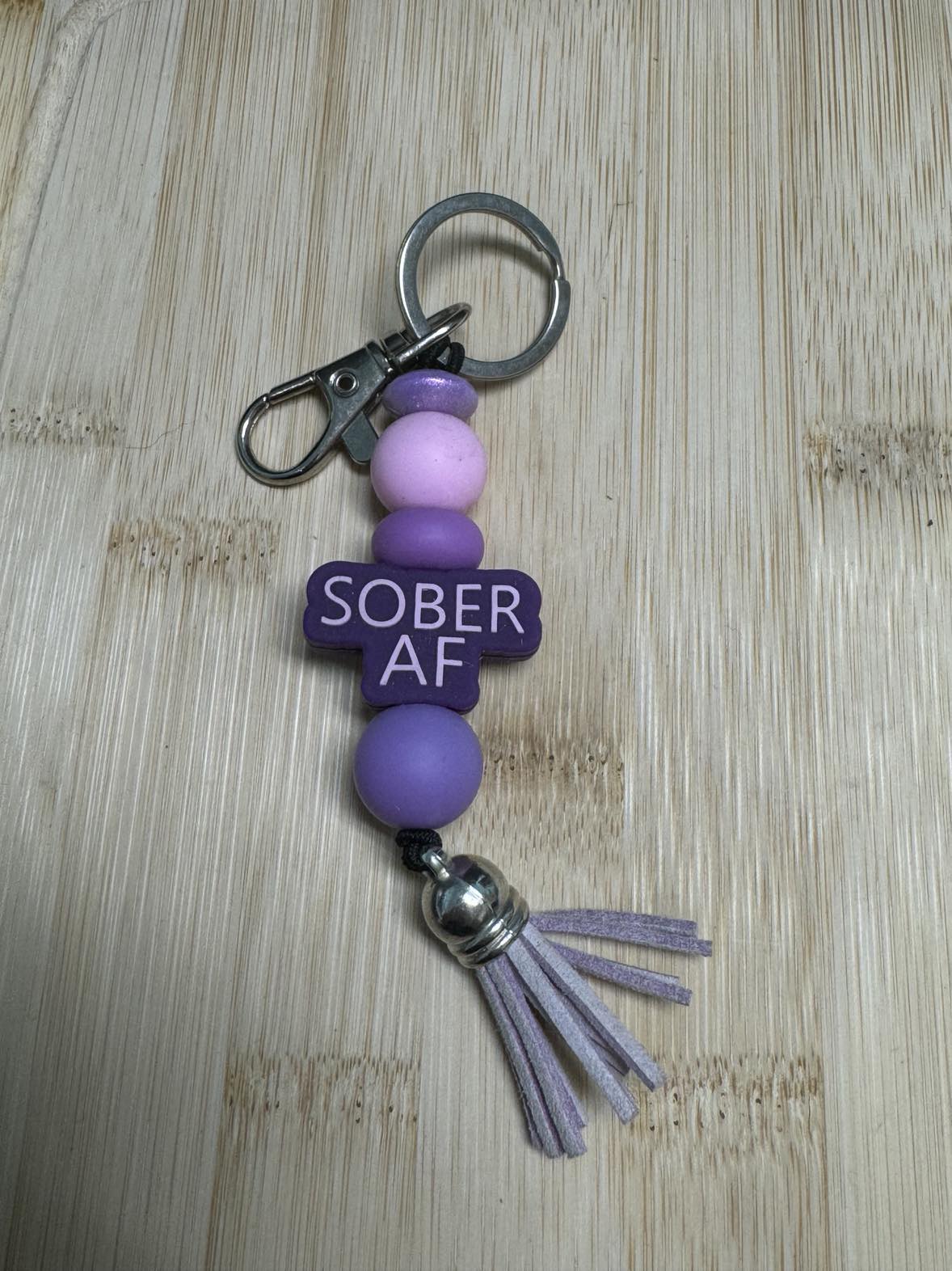 Sober AF Beaded Keychain **CLEARANCE**