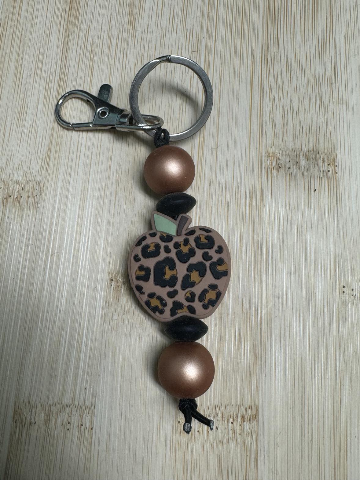Leopard Apple Beaded Keychain **CLEARANCE**