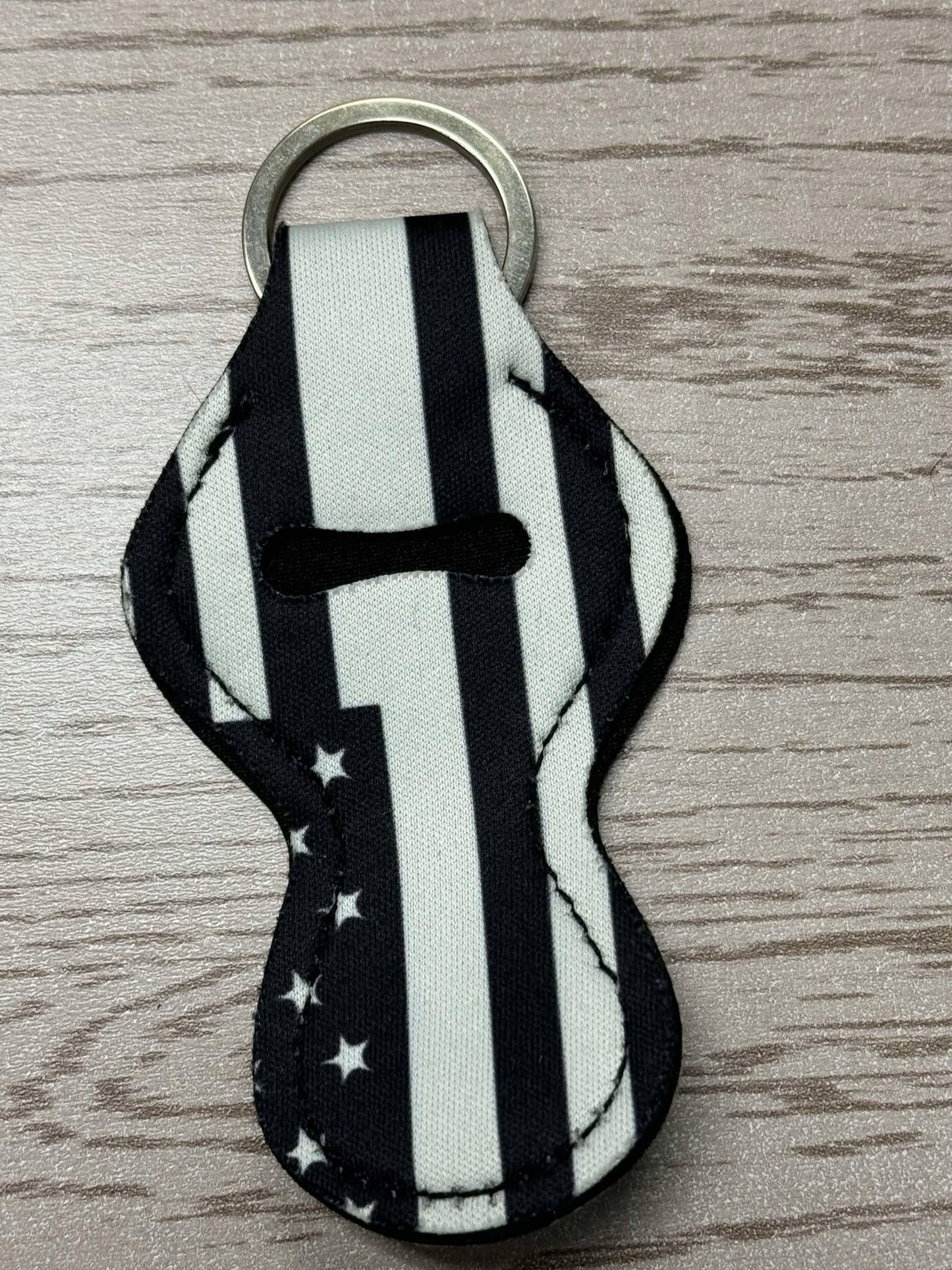 Flag B/W - Chapstick Holder Keychains **CLEARANCE**