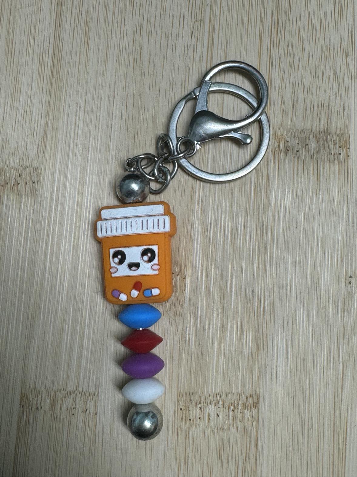 Rx Bottle Beaded Keychain **CLEARANCE**