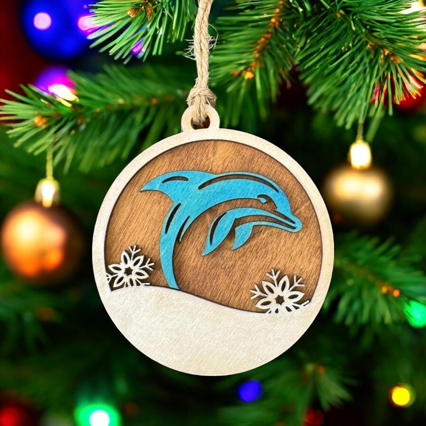 Dolphin Snowflake Christmas Ornament