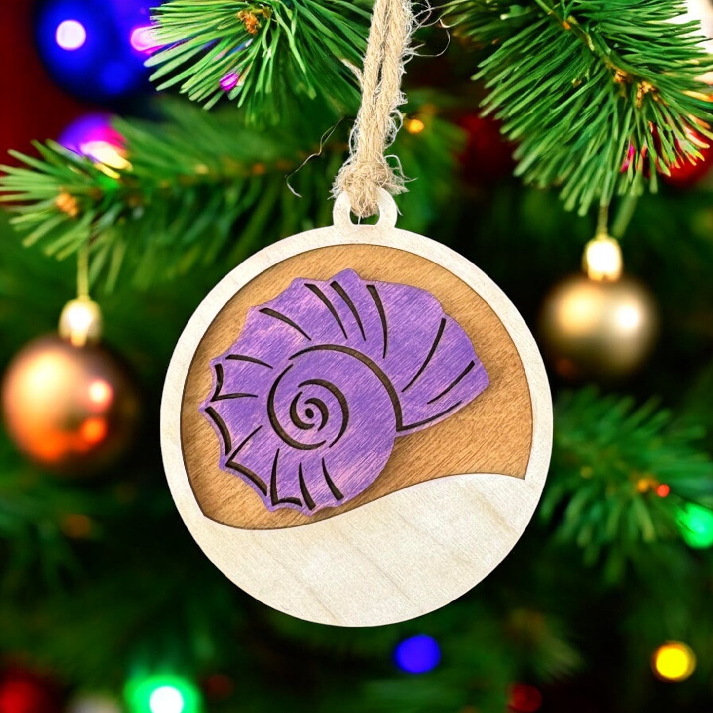 Purple Shell Christmas Ornament