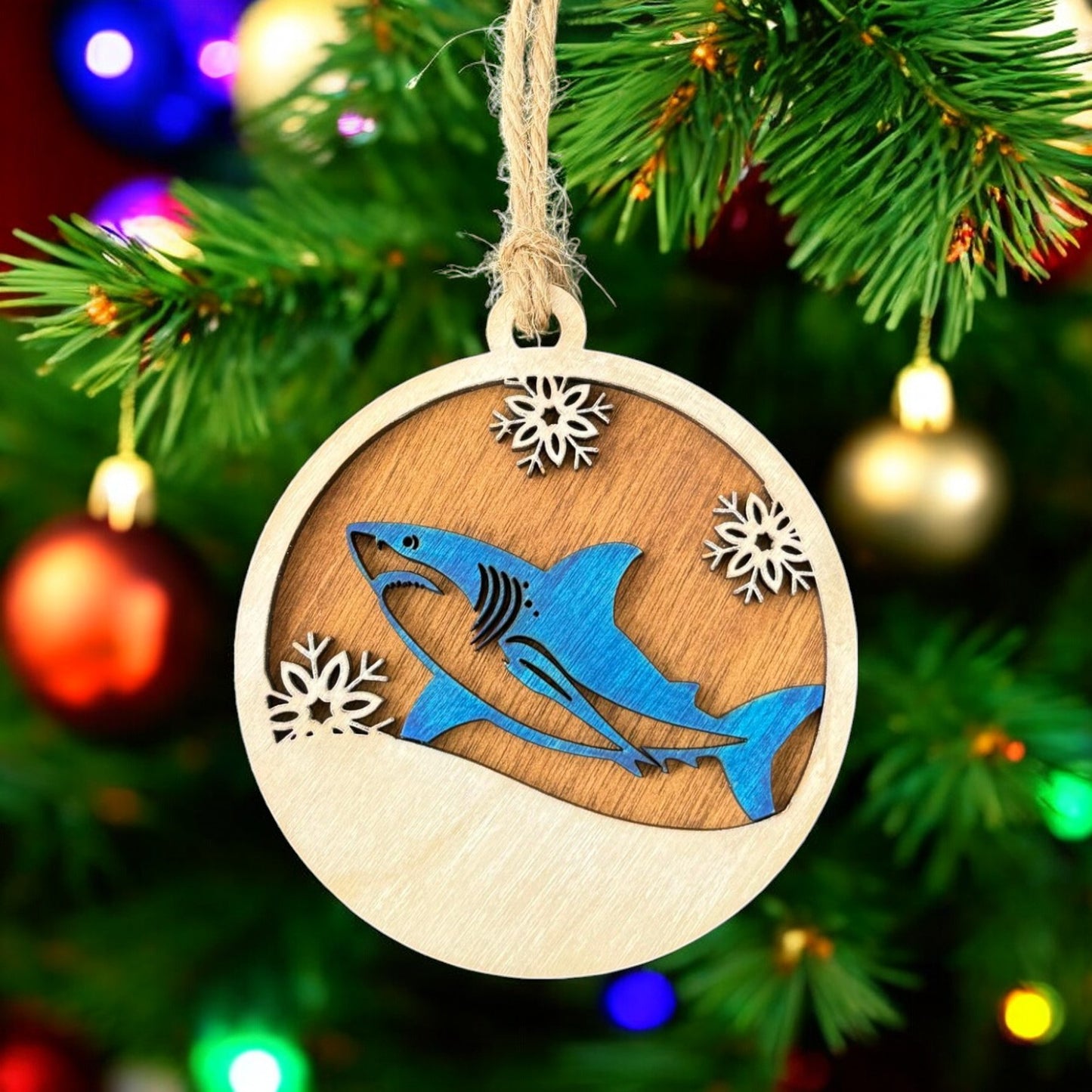 Shark Snowflake Christmas Ornament