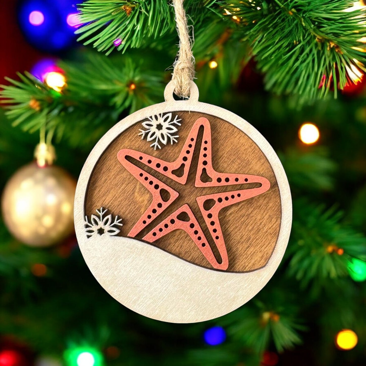 Starfish Snowflake Christmas Ornament