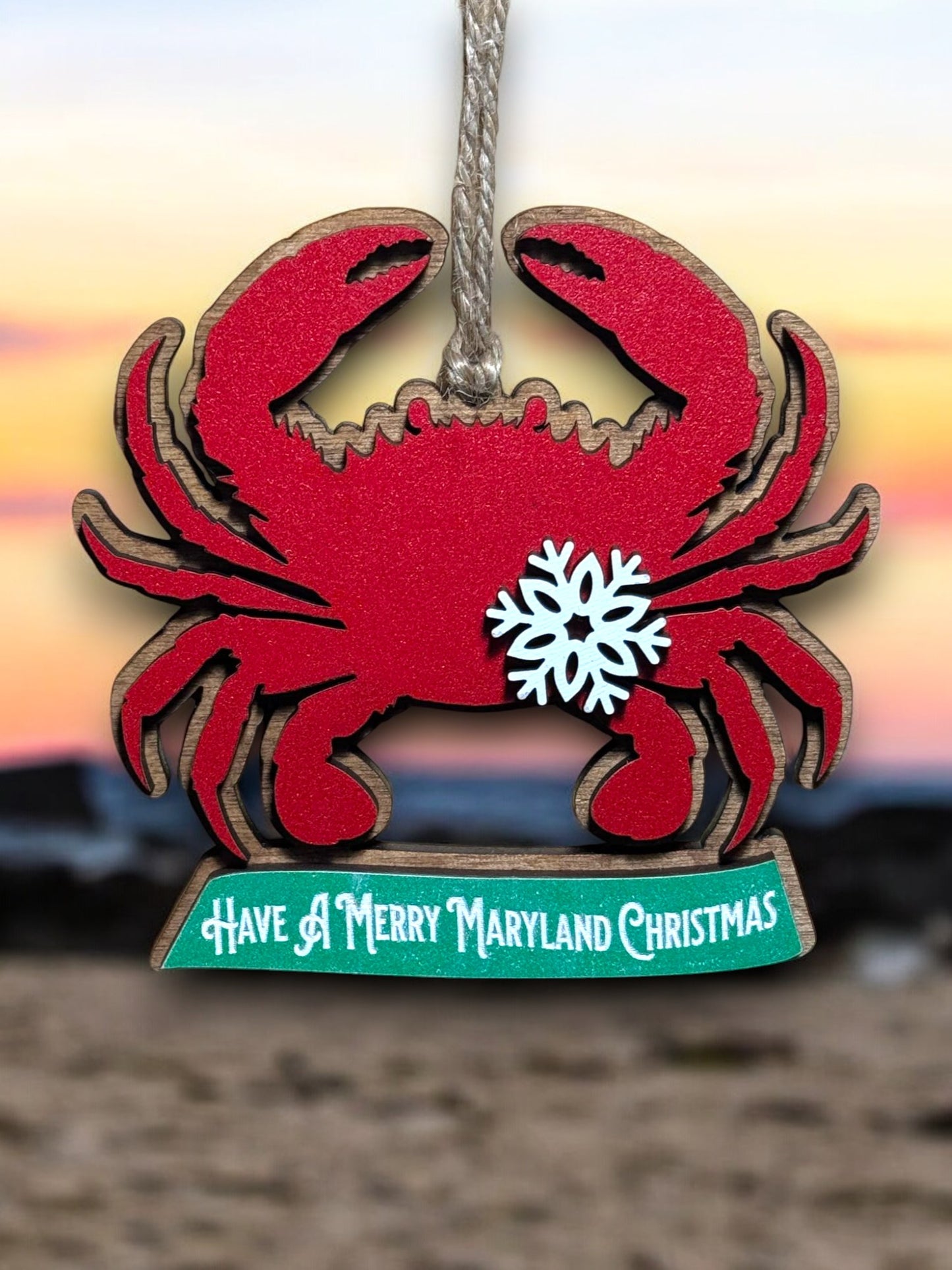 Crab Ornament - Merry Christmas From Maryland