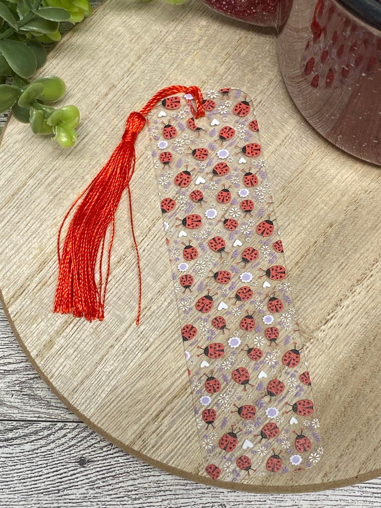 Bookmark With Tassel - Ladybugs