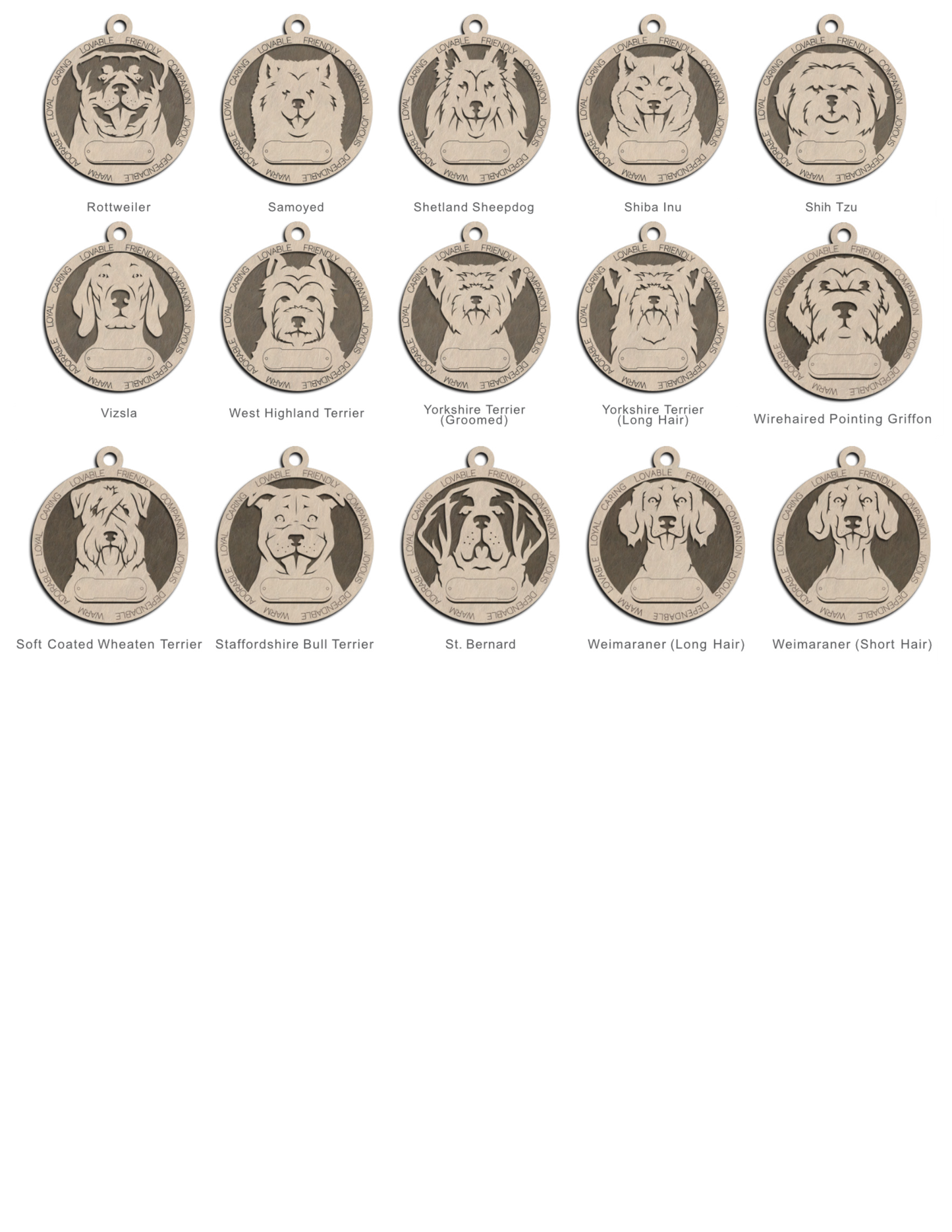 Dog Ornament WITHOUT Icons - Over 130 breeds/variations to choose from