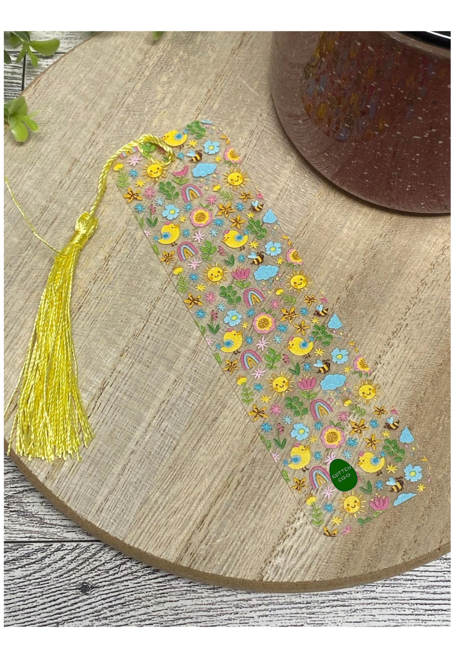 Bookmark With Tassel - Fancy Shape - Spring Chicks and Rainbows