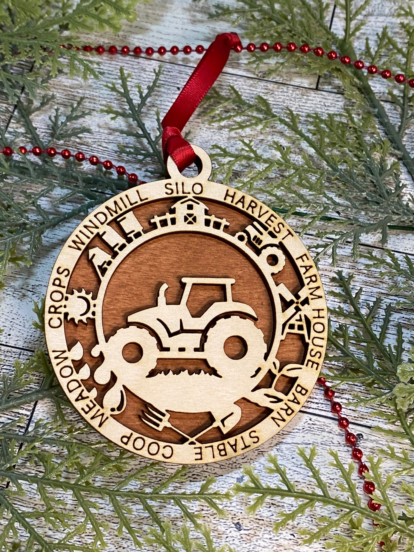 Tractor with Icons Ornament
