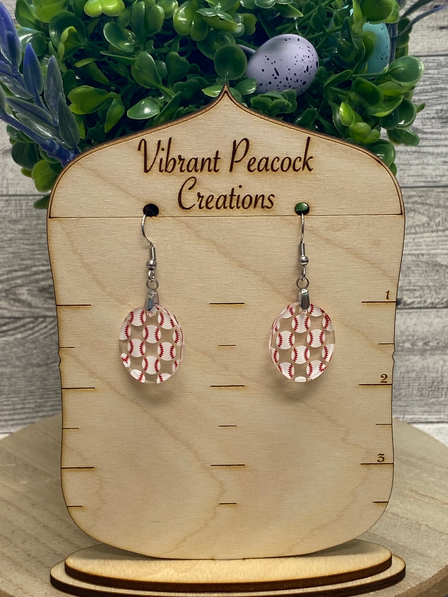 Baseball Earrings - Oval