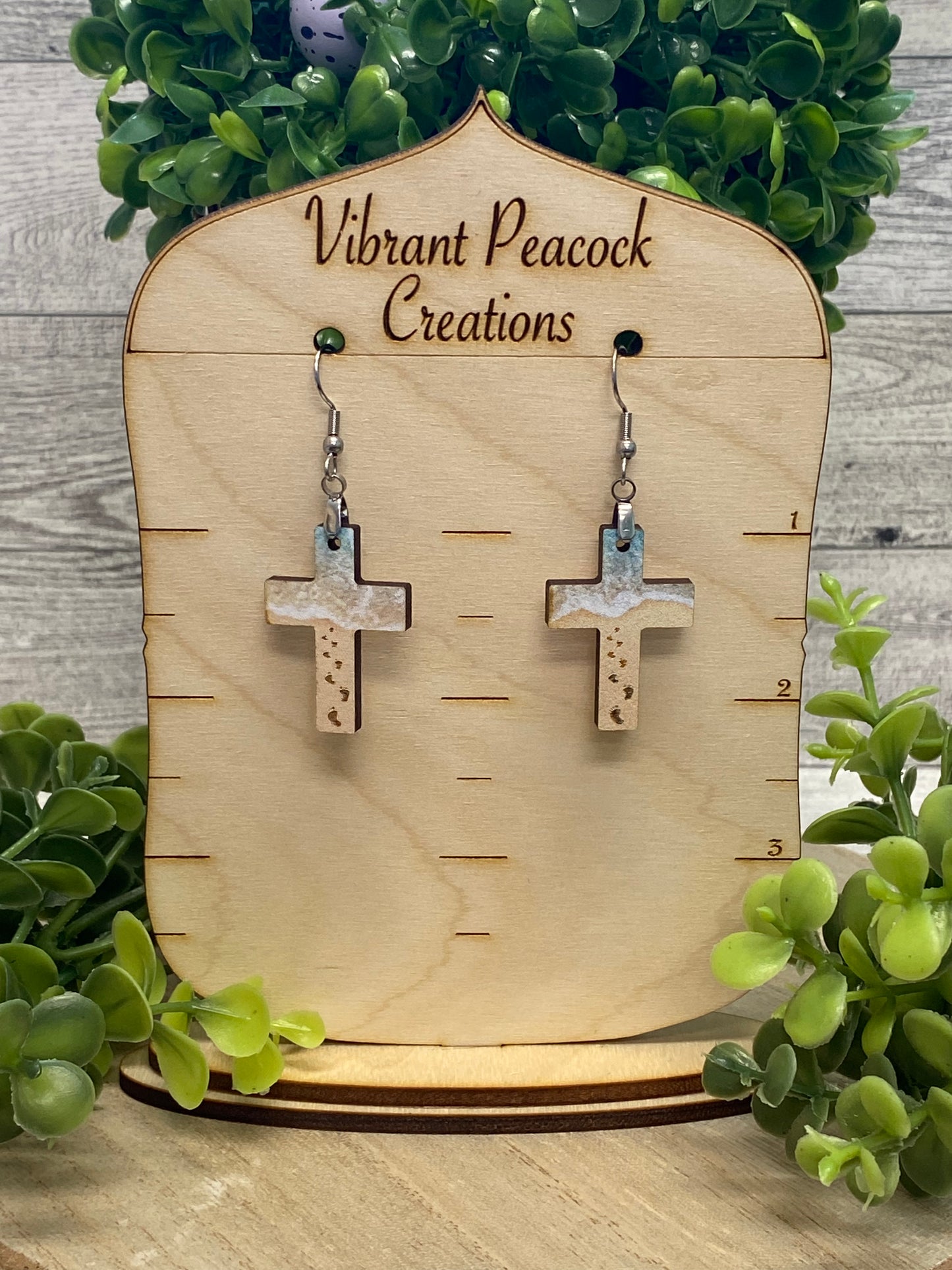 Cross Beach Footprint Earrings