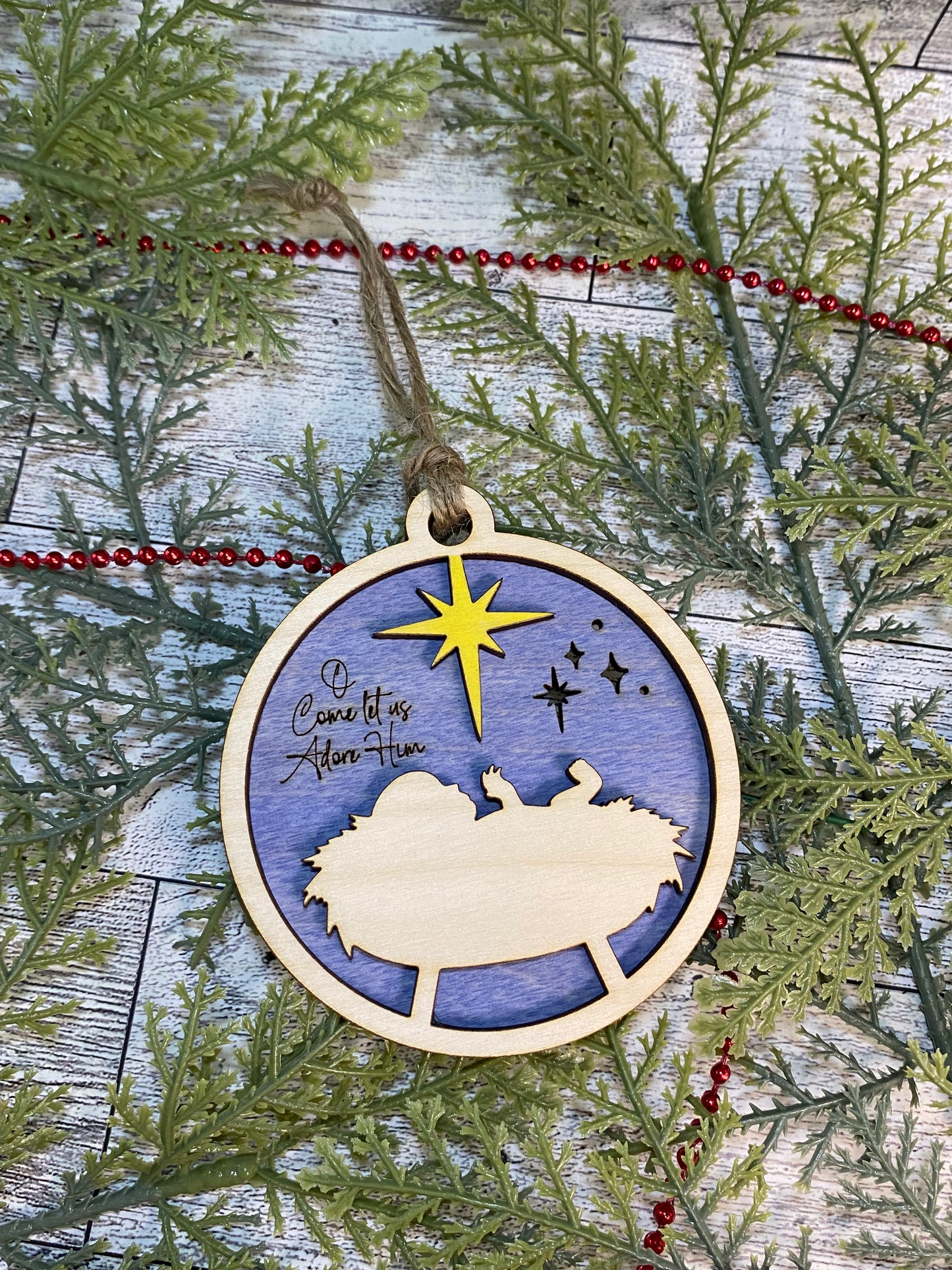 O Come Let Us Adore Him Ornament