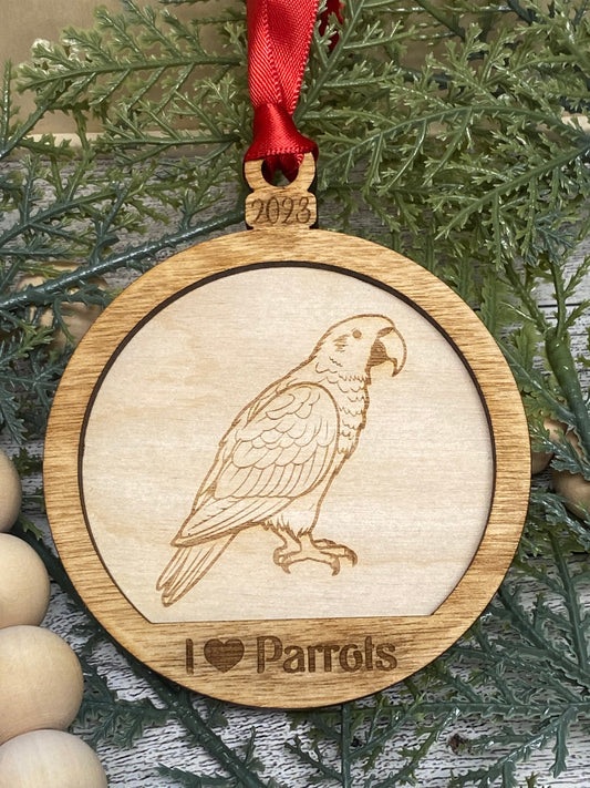 I ❤️ Parrots Ornament