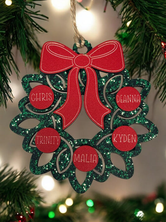 Family Wreath Ornament - Customizable