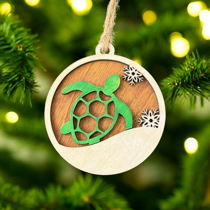 Sea Turtle Snowflake Christmas Ornament