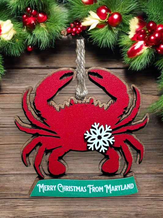 Crab Ornament - Merry Christmas From Maryland