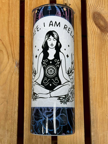 Here Safe Relaxed At Peace Tumbler 20oz CLEARANCE