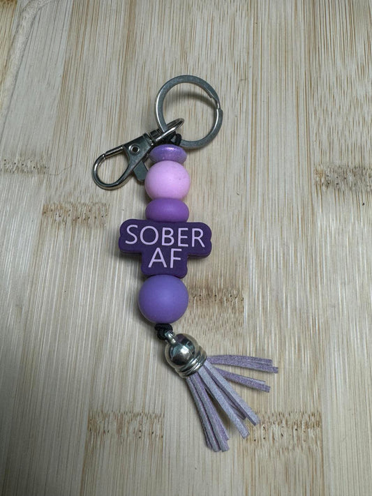 Sober AF Beaded Keychain **CLEARANCE**
