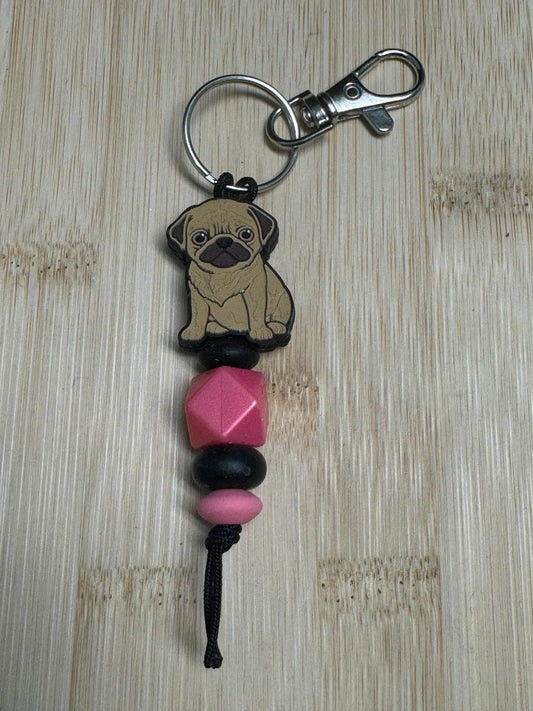 Pug 2 Beaded Keychain **CLEARANCE**
