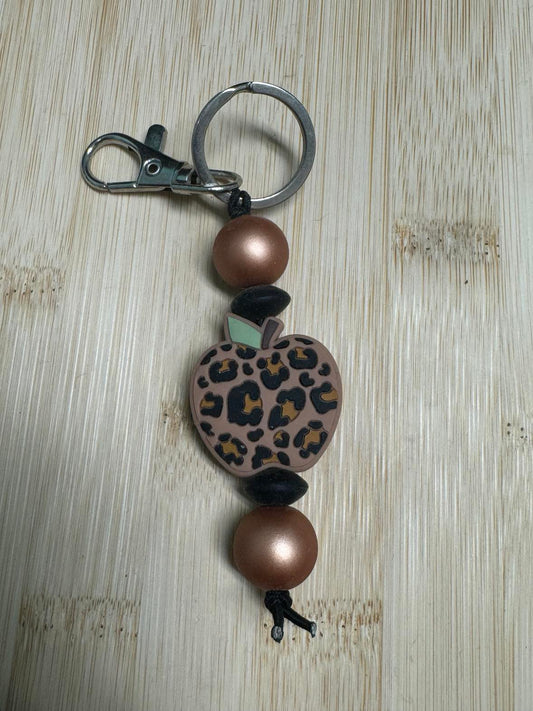 Leopard Apple Beaded Keychain **CLEARANCE**