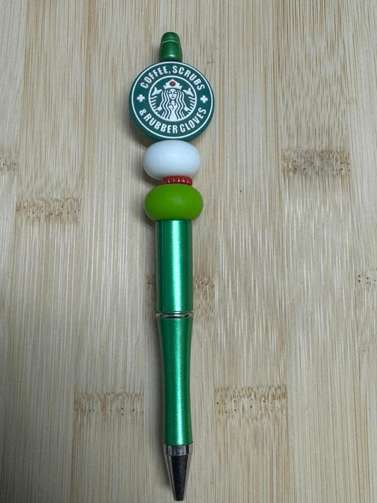 Coffee Scrubs.. Beaded Pen  **CLEARANCE**