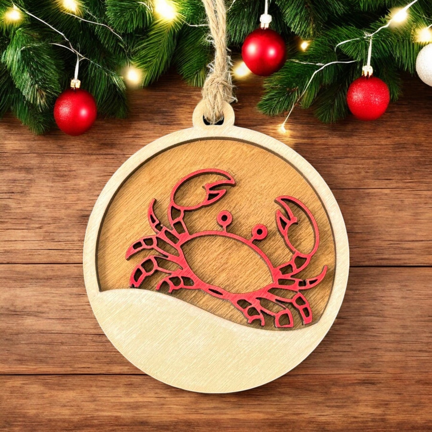 Red Crab Snowflake Christmas Ornament