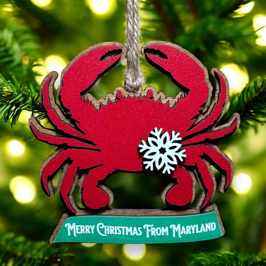 Crab Ornament - Merry Christmas From Maryland