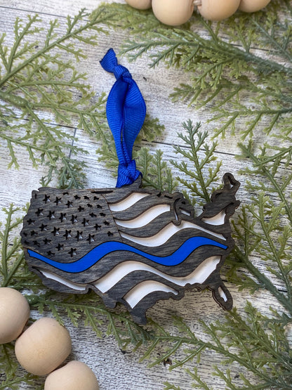 USA Thin Line Ornament - Option 1