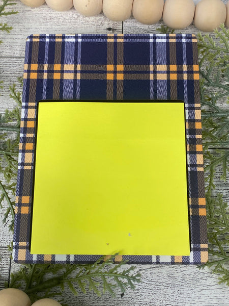 Sticky Note Holder - Navy/Golden Plaid