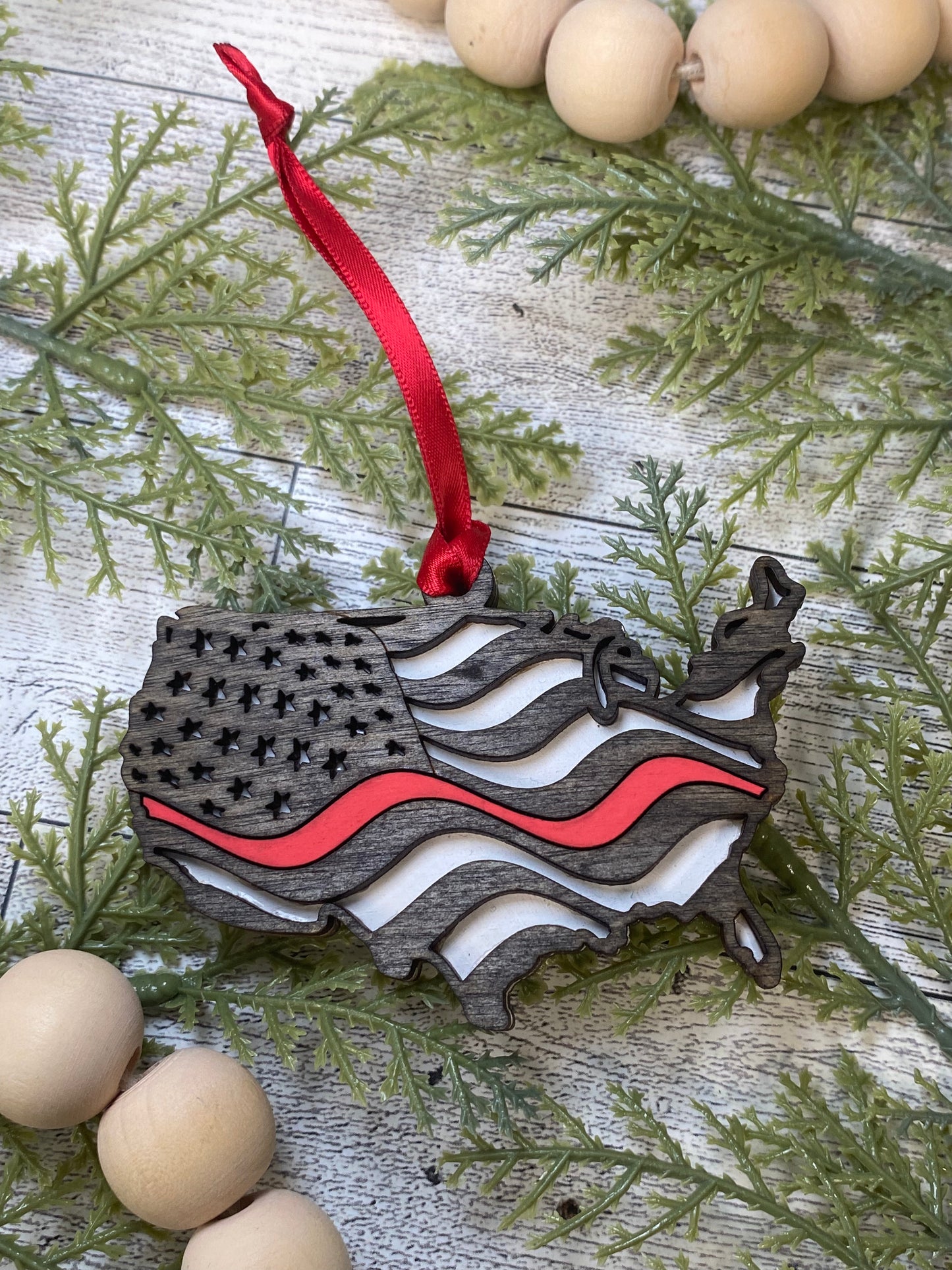 USA Thin Line Ornament - Option 1