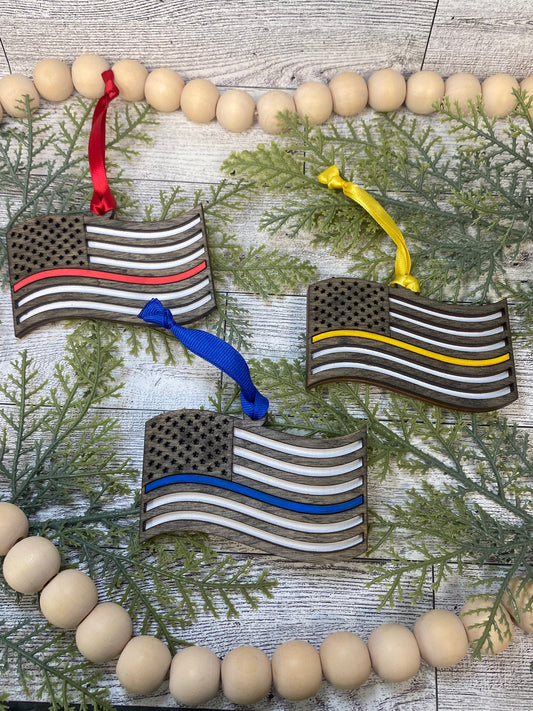 Flag Thin Line Ornament - Option 2