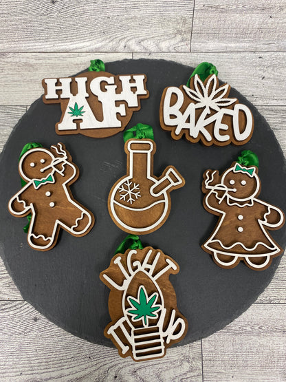 Cannabis Themed Gingerbread Ornaments