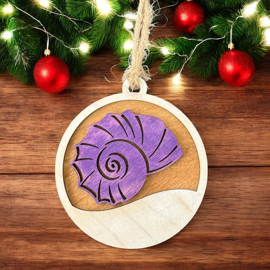 Purple Shell Christmas Ornament