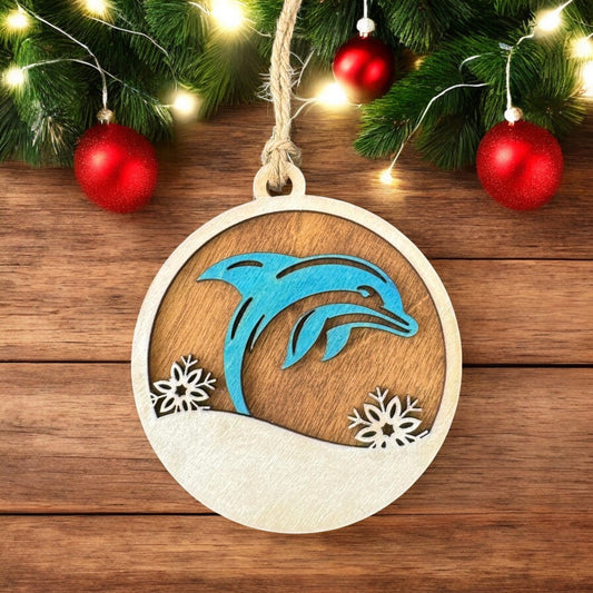 Dolphin Snowflake Christmas Ornament