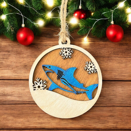 Shark Snowflake Christmas Ornament