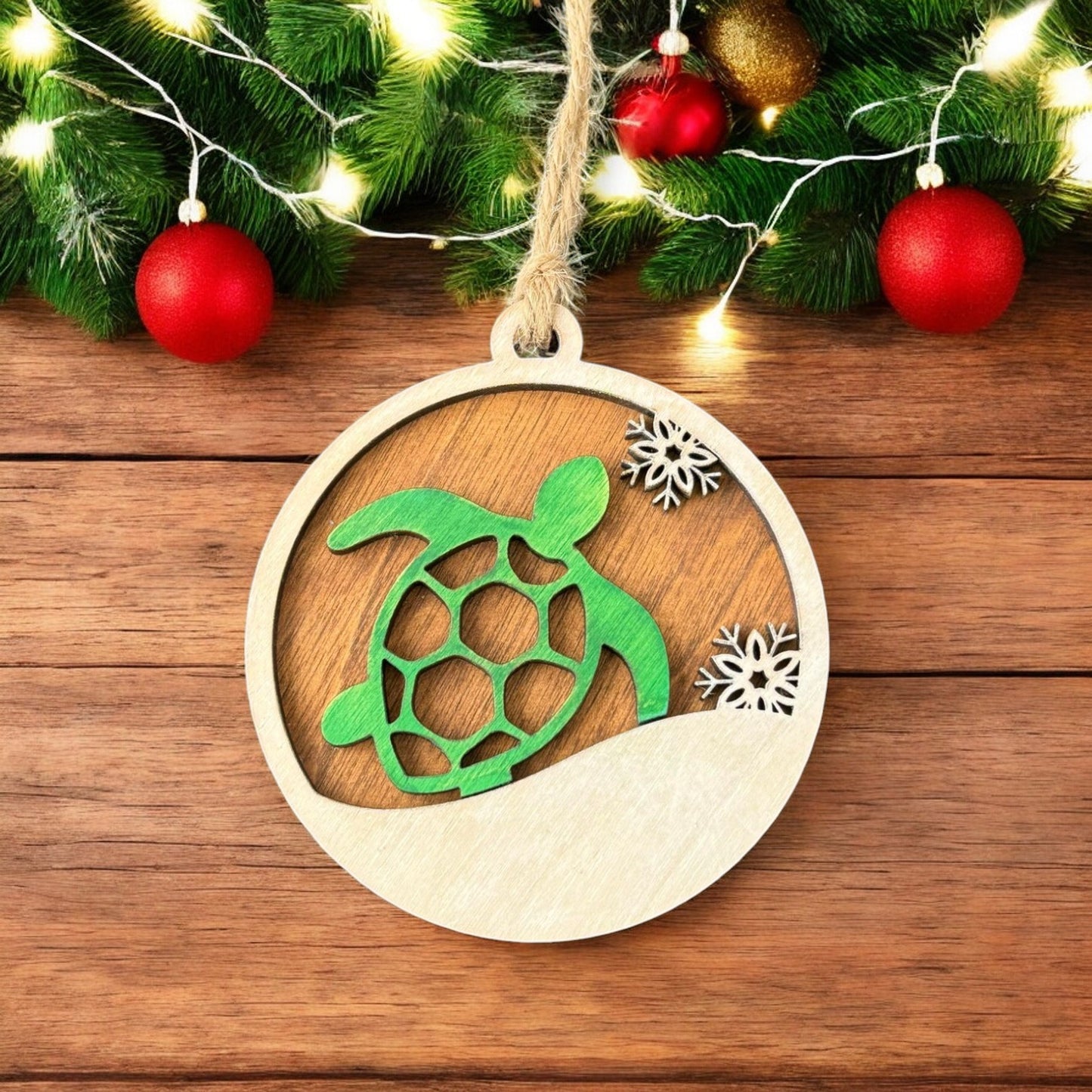 Sea Turtle Snowflake Christmas Ornament