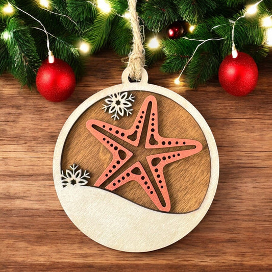 Starfish Snowflake Christmas Ornament