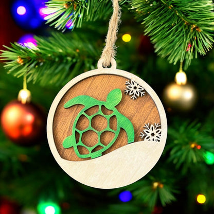 Sea Turtle Snowflake Christmas Ornament