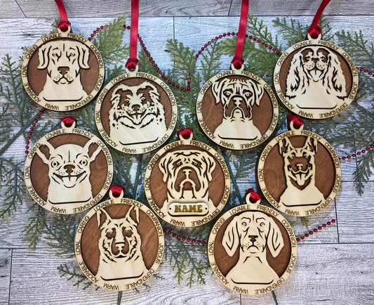 Dog Ornament WITHOUT Icons - Over 130 breeds/variations to choose from