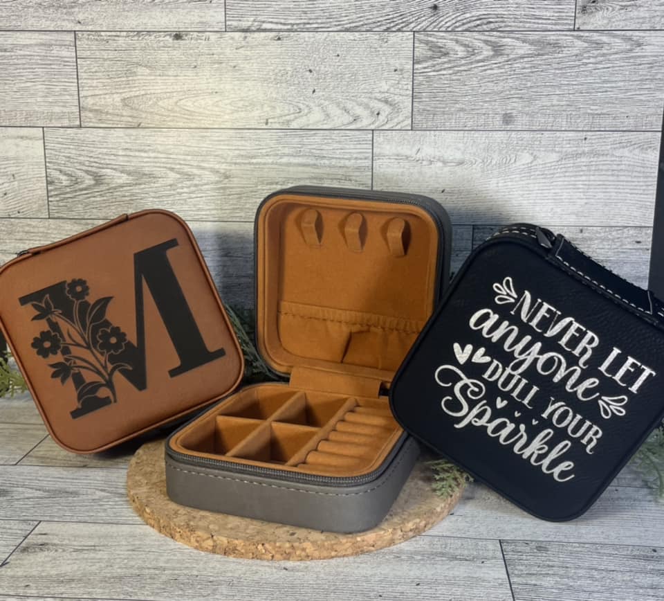 Personalized Travel Jewelry Box - Color Black