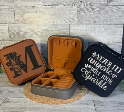 Personalized Travel Jewelry Box - Color Black