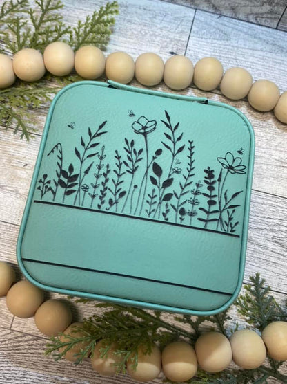 Personalized  Travel Jewelry Box - Color Teal