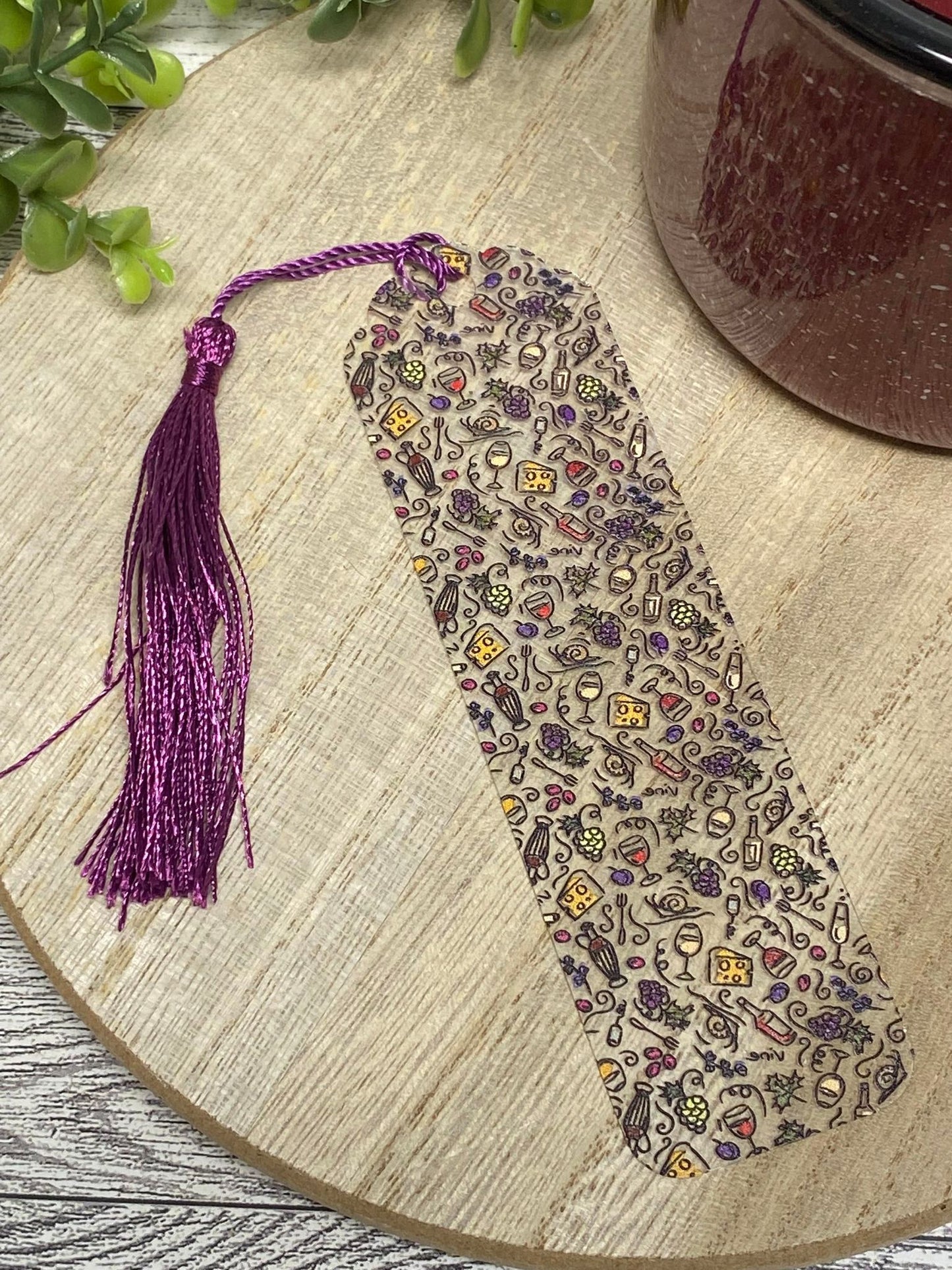 Bookmark With Tassel - Fancy Shape - Wine and Cheese